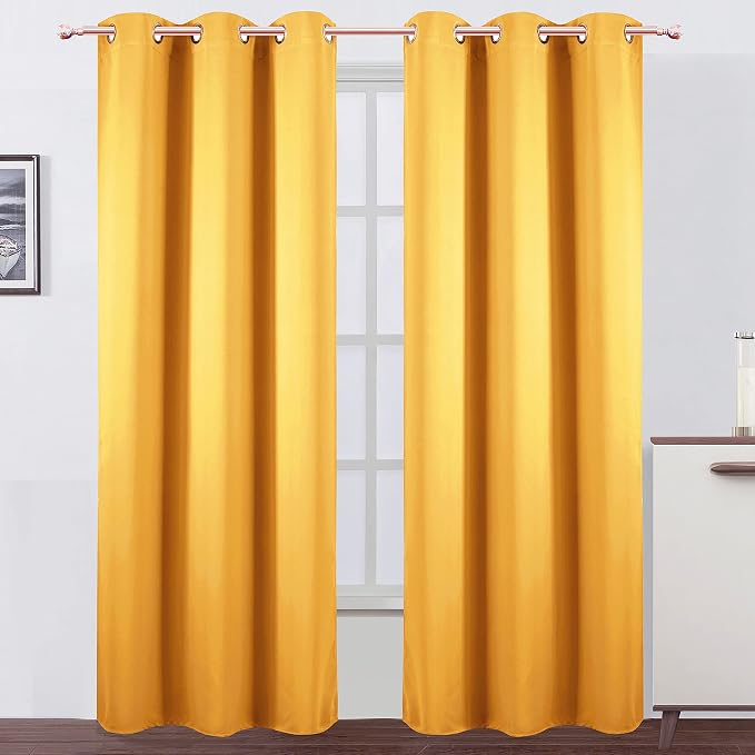LEMOMO Yellow Thermal Blackout Curtains/42 x 84 Inch/Set of 2 Panels Room by Lemomo