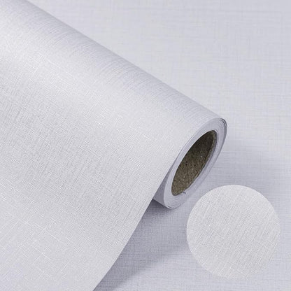 White Wallpaper Grasscloth Peel and Stick Wallpaper 15.7"x 118" Fabric Contact by TAPETYLLER