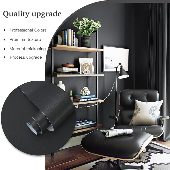 Dimoon 17.7''x236'' Peel and Stick Wallpaper Dark Grey Contact Paper - Image 8