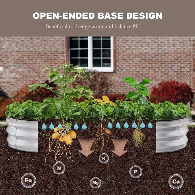 Raised Garden Bed, 6x3x1ft Galvanized Outdoor Planter Beds with Safety Edging and Gloves, Oval Metal Planter Box for Gardening Vegetables Flowers Herb