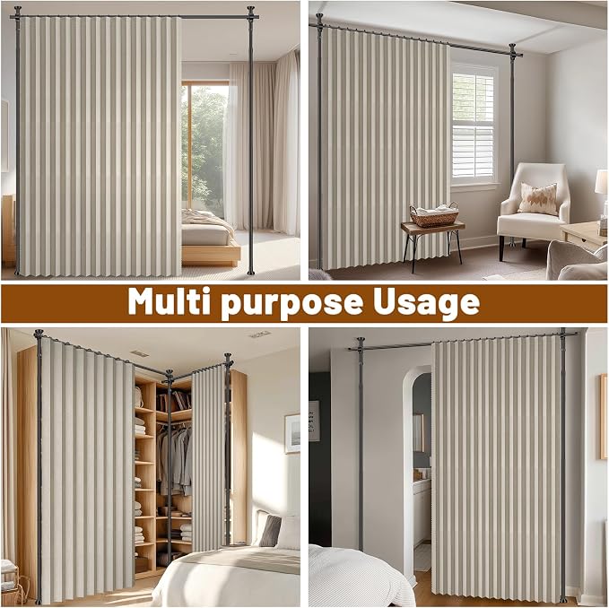 100% Blackout Room Divider Curtains Sets Cream White W100 x L96 in, 2 Panels - Image 7