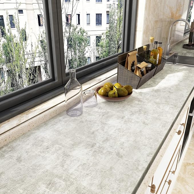 VEELIKE 15.7''x118'' Concrete Wallpaper Peel and Stick Textured Limewash - Image 5