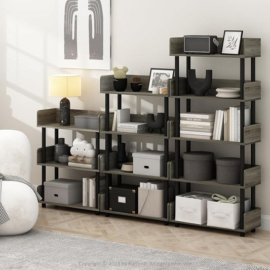 Furinno TURN-N-TUBE 4-Tier Display Shelf, Storage Shelves, Book Shelf, Open - Image 2