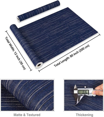 CRE8TIVE Dark Blue Grasscloth Peel and Stick Wallpaper Textured Blue Contact - Image 8