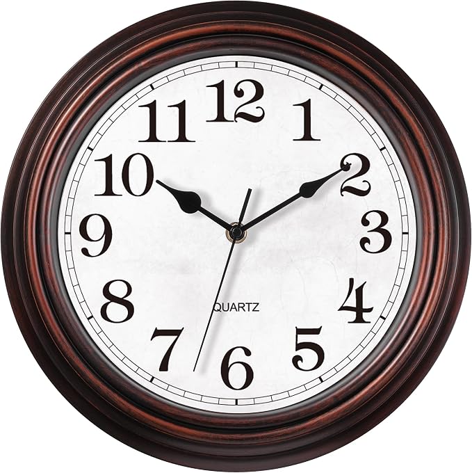 Wall Clock, 12 Inch Vintage Retro Silent Quality Wall Clocks Battery Operated by HYLANDA