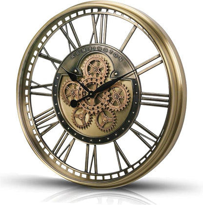 CLXEAST 28 Inch Gold Moving Gear Wall Clock - Image 9