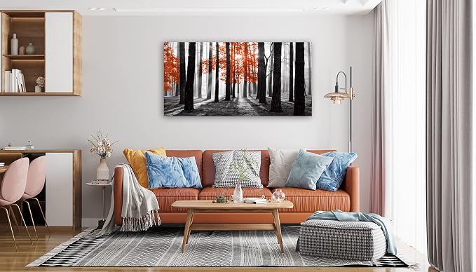 Cao Gen Decor Art S06662 Wall Art Canvas Painting Red Tree in Black and White - Image 6
