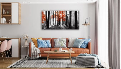 Cao Gen Decor Art S06662 Wall Art Canvas Painting Red Tree in Black and White - Image 6