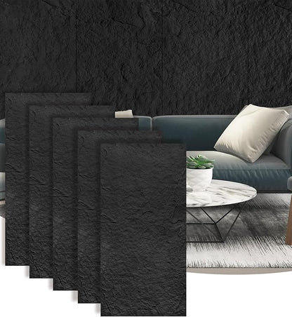 5-Pack 3D Faux Stone Wall Panels, PU Cement-Texture Wainscoting Panels by Unknown