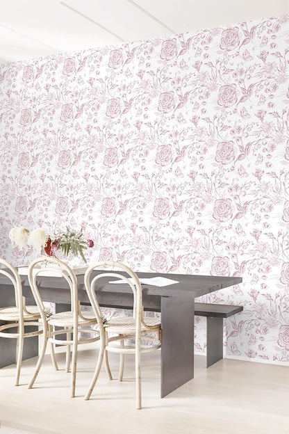 Yasinet Floral Peel and Stick Wallpaper Pink Floral Wallpaper Boho Pink Contact - Image 7