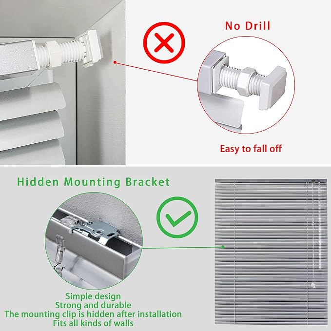 YIIBAII Mini Blinds Suitable for 40" W x 64" H Windows 1" Aluminum Horizontal - Image 3