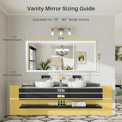 72x32 Inch White Bathroom Mirror - Image 2