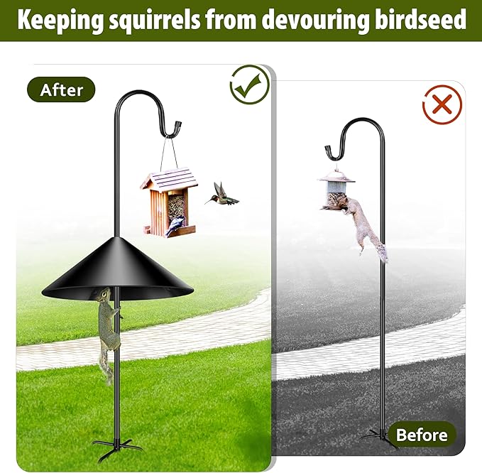 19-inch Squirrel Baffle, Squirrel-Proof for Bird Feeder Pole, Birdhouse Baffle for Shepherd's Hook in The Outdoors,Black(1 Pack)