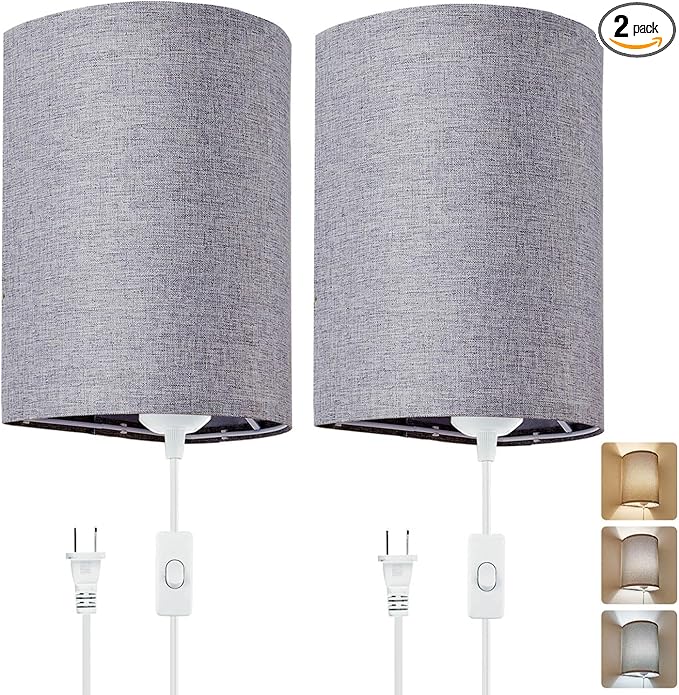 Wall Sconces Set of 2, Plug in Wall Sconces by XIEYOR