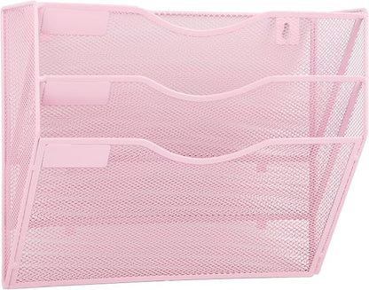 EASEPRES 3 Pocket Mesh Hanging Wall File Organizer, Wall Mounted Mail Paper by EASEPRES