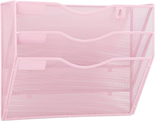 EASEPRES 3 Pocket Mesh Hanging Wall File Organizer, Wall Mounted Mail Paper by EASEPRES