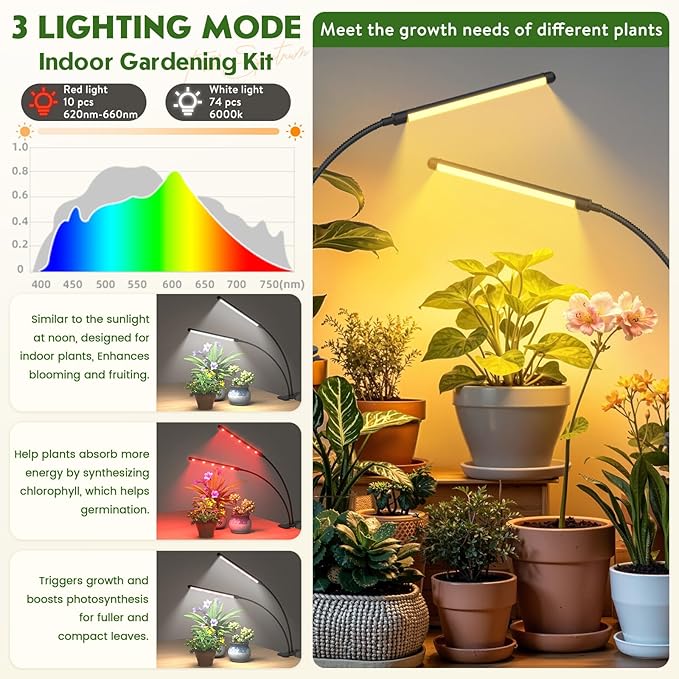 TOSKING 48" Tall Plant Stand with Grow Lights - 5-Tier Corner Plant Shelf with LED Full Spectrum Lights with Dimmer & Timer, Multi-Functional Corner Plant Stand for Home, Office, Balcony (Grow Light 5 Tier-Black)