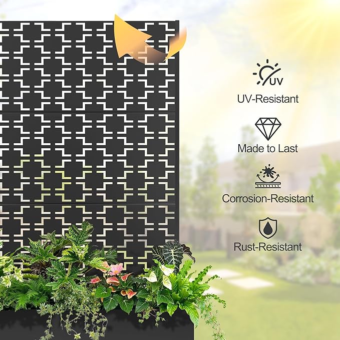 Raised Garden Bed with Trellis and Wheels,73"x47"x16" Metal Raised Garden Bed,Black Squared Metal Planter with Climbing Trellis for Vines & Vegetables