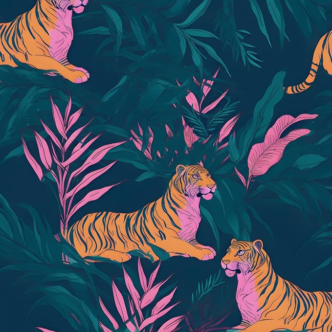 BOKEBEVE Tropical Contact Paper Tiger Wallpaper Peel and Stick Vintage Animal by BOKEBEVE