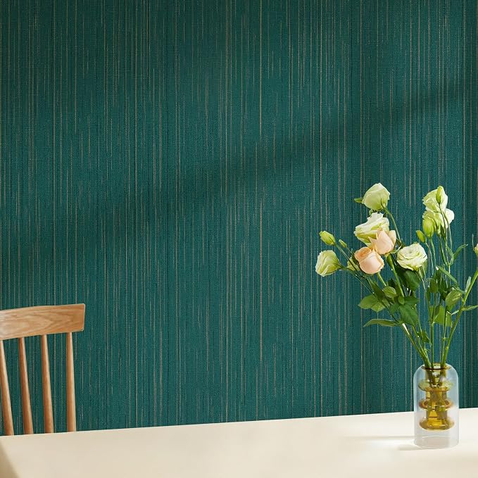 Teal Grasscloth Peel and Stick Wallpaper A Set of 23.6" X 480" Self-Adhesive - Image 5