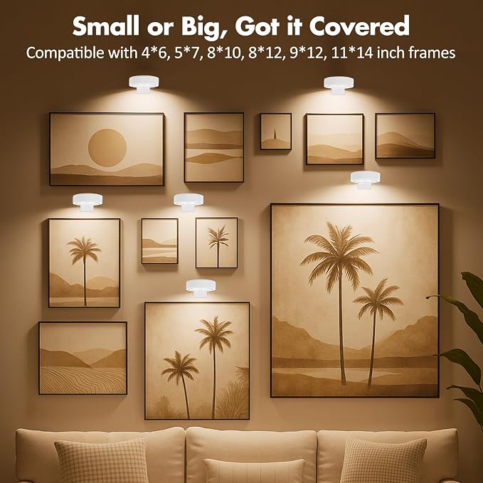 6Pcs Picture Light Battery Operated, Magnetic Led Painting Light - Image 6