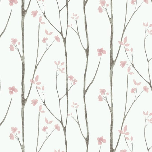 Timeet 197"x16" Floral Wallpaper Peel and Stick Wallpaper White and Pink by Timeet