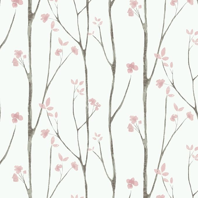 Timeet Floral Wallpaper White and Pink Wall Paper Peel and Stick Modern Contact by Timeet