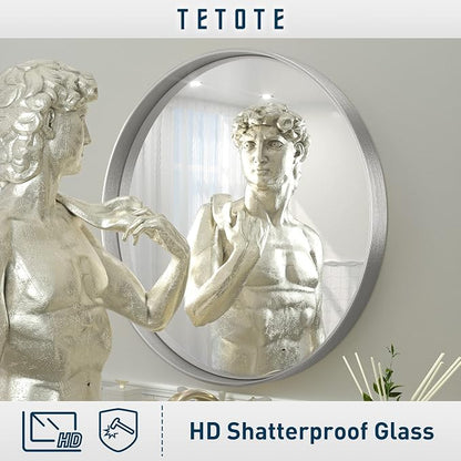 TETOTE Silver Round Mirror for Bathroom, 30 Inch Modern Circle Mirrors - Image 4