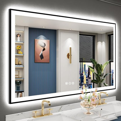 60x36 Black Framed LED Bathroom Mirror by Awandee