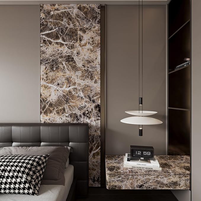 BAYYA 118x16inch Brown Marble Contact Paper Peel and Stick Wallpaper - Image 5