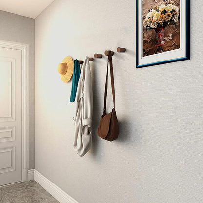 bsdonte 12 Pack Wood Wall Hooks, Natural Wooden Coat Hooks Wall Mounted - Image 2