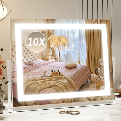 ROLOVE Vanity Mirror with Lights 22"x18", Lighted Makeup Mirror with 10X by ROLOVE