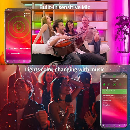 KSIPZE 96ft Led Strip Lights RGB Music Sync Color Changing Bluetooth Led Lights - Image 3