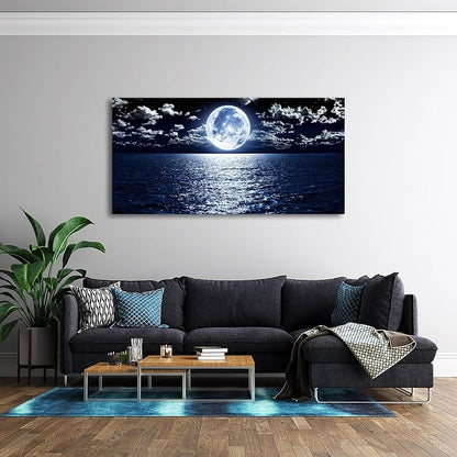 Cao Gen Decor Art S06975 Wall Art Canvas Prints Moon Sea Ocean Landscape 1 - Image 2