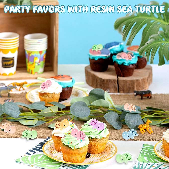 102PCS Luminous Mini Resin Turtles Sea Turtles Figurines Glow in The Dark, Cute Tiny Turtles Bulk for Cake Toppers Ocean Animal Theme Decor Garden Micro Landscape DIY Hidden Game (6 Colors)