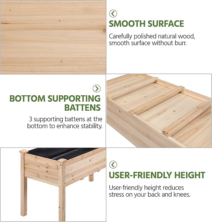 Yaheetech 1pc Raised Garden Bed 48x24x30in Elevated Wooden Horticulture Planter Box with Legs Standing Growing Bed for Gardening/Backyard/Patio/Balcony