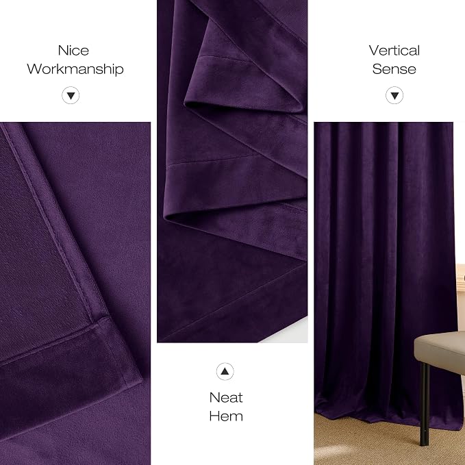 NICETOWN Purple Velvet Curtains 84 inches - Image 7