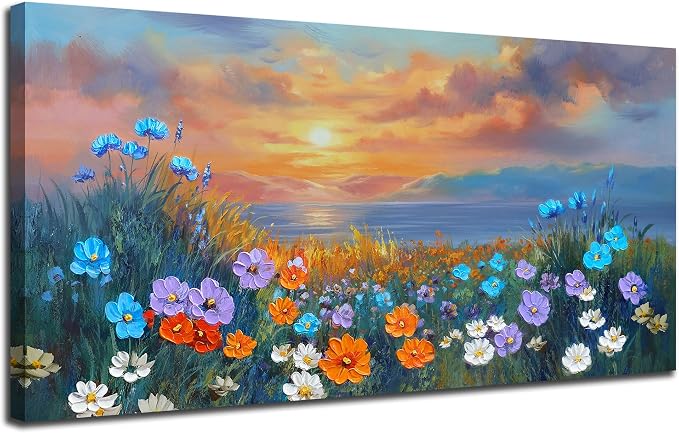 Ardemy Landscape Wall Art for Living Room Extra Large Wildflower Pictures Wall - Image 2