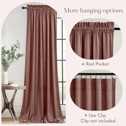 NICETOWN Pink Velvet Curtains 108 inches - Image 3