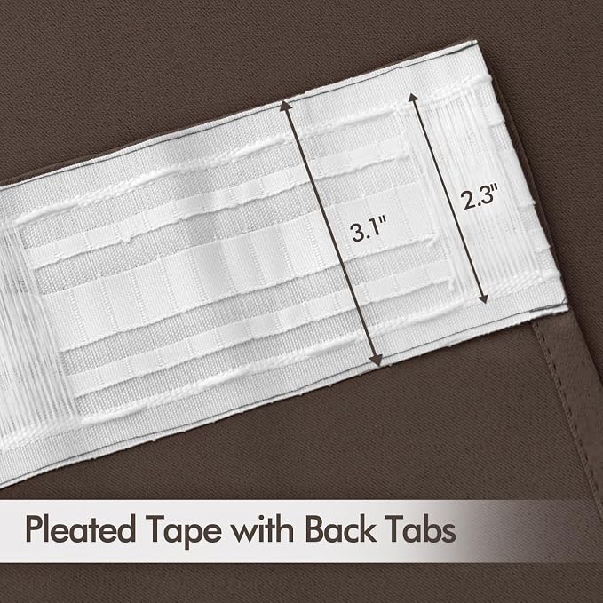 MIULEE Chocolate Brown Back Tab Blackout Curtains 63 Inch Length 2 Panels Set - Image 4