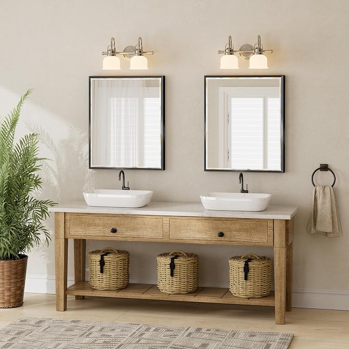 Black Framed Mirror for Bathroom, 30x36 Inch Black Rectangle Beveled Bathroom - Image 7