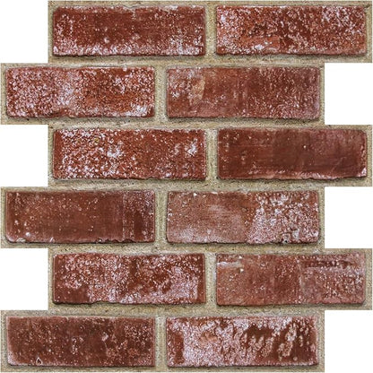 3D Peel and Stick Faux Brick Wall Panels 11.8" x 11.8" 10-Pack Red Orange - Image 9