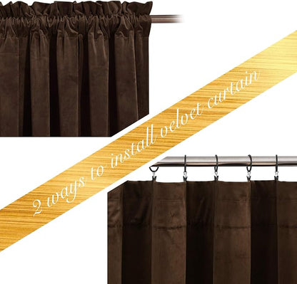 NICETOWN Brown Velvet Curtains, Thermal Insulated Sound Reducing Heavy Matt - Image 3