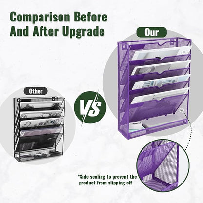 EASEPRES 6 Tier Mesh Hanging Wall File Organizer, Desk Vertical Mail Paper - Image 3
