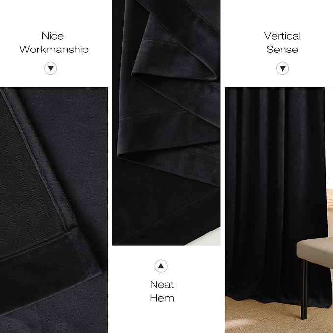 NICETOWN Black Out Velvet Curtains 98 inch Long - Image 7