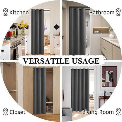 RYB HOME 100% Blackout Doorway Curtains, Closet Curtain - Image 5