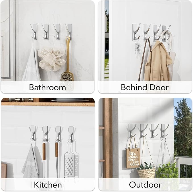 pickpiff Silver Self Adhesive Coat Hooks - Image 7
