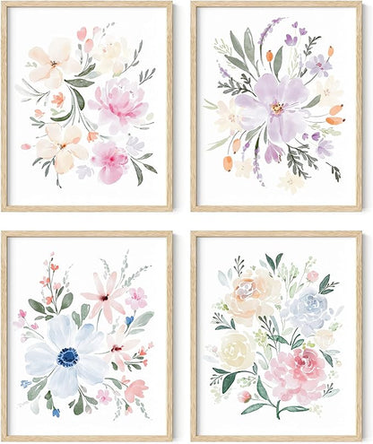 HAUS AND HUES - Set of 4 Flower Posters, Wall Decor, Floral Prints, Flower by HausandHuesArtPrints