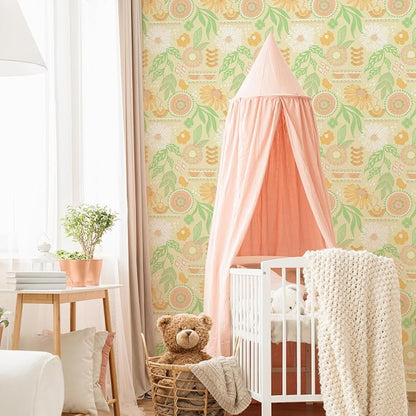 Simon&Siff Boho Wallpaper Peel and Stick, 17.3" x 480" Sun Floral Retro - Image 3