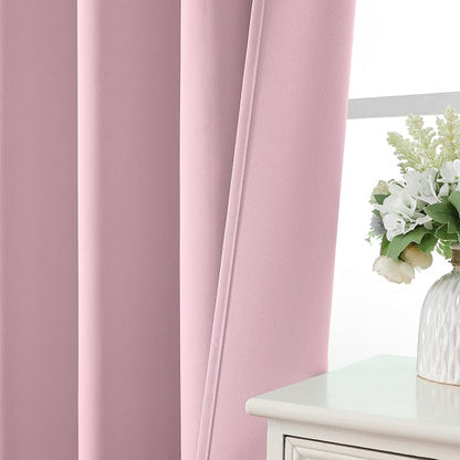 CUCRAF Light Pink Blackout Curtains 45 inch Length 2 Panels Set, Rod Pocket - Image 6